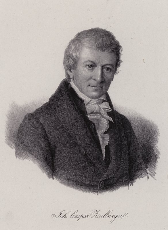 Johann Caspar Zellweger, sveitsiläinen tekstiiliyrittäjä ja hyväntekijä (kaiverrus) tekijältä Swiss School