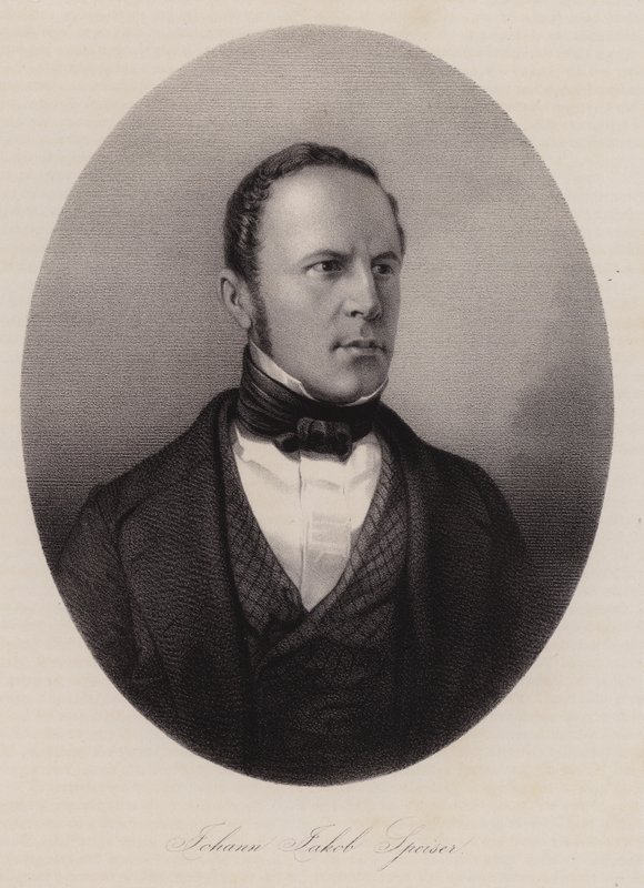 Johann Jakob Speiser, sveitsiläinen tekstiilikauppias, pankkiiri ja poliitikko (kaiverrus) tekijältä Swiss School
