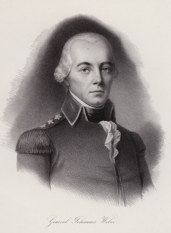 Johann Weber, Frauenfeldin taistelussa kuollut sveitsiläinen kenraali (kaiverrus) tekijältä Swiss School