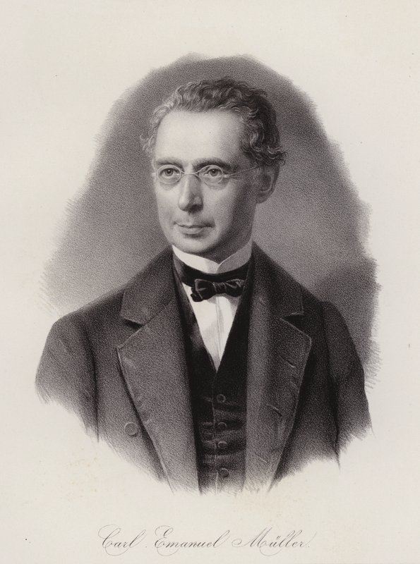 Karl Emanuel Muller, sveitsiläinen rakennusinsinööri ja poliitikko (kaiverrus) tekijältä Swiss School