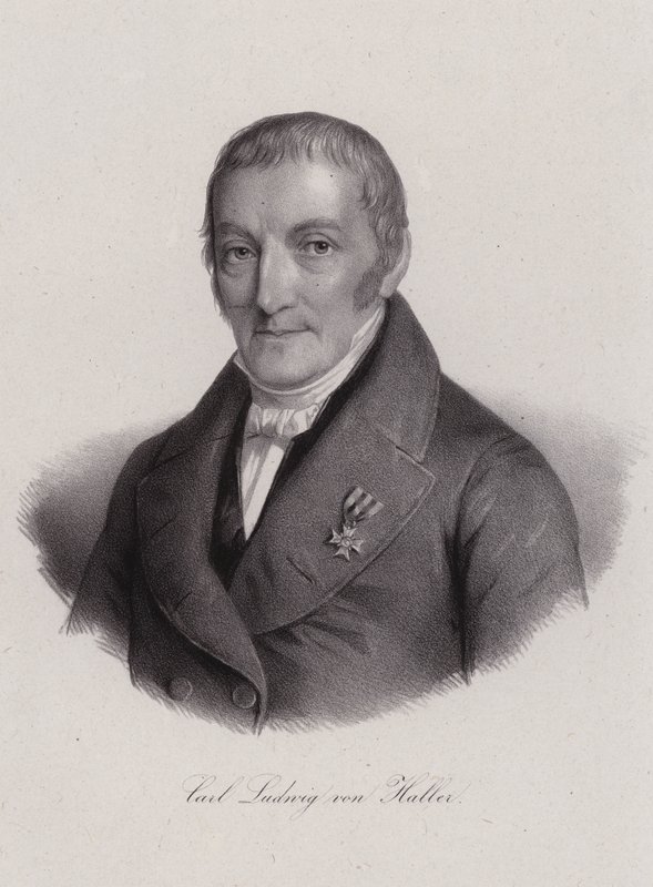 Karl Ludwig von Haller, sveitsiläinen juristi (kaiverrus) tekijältä Swiss School