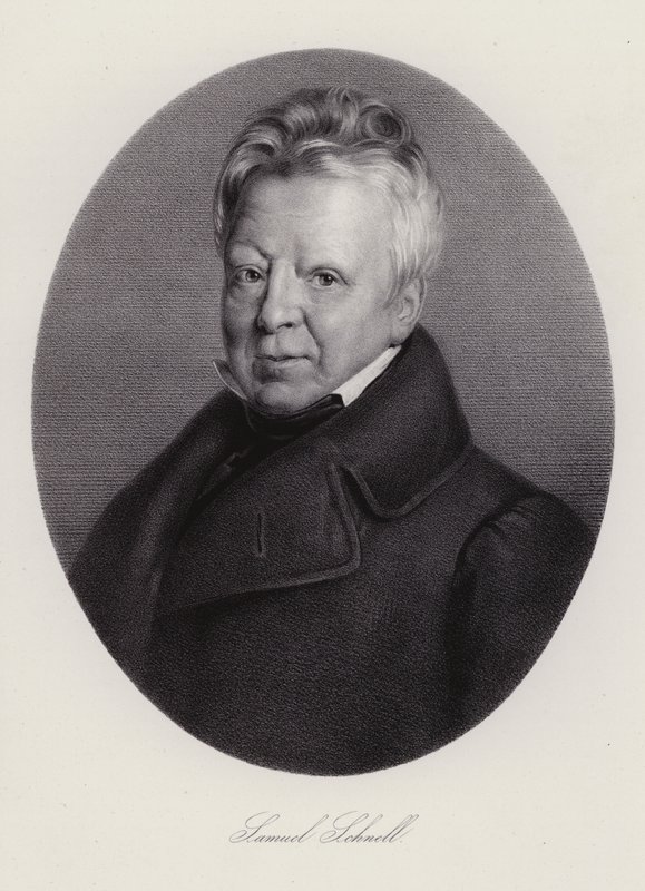 Samuel Ludwig Schnell, sveitsiläinen asianajaja (kaiverrus) tekijältä Swiss School