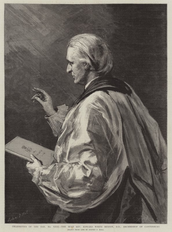 Päivän julkkikset, nro XXXI, pastori Edward White Benson, DD, Canterburyn arkkipiispa (Archbishop of Canterbury) tekijältä Sydney Prior Hall