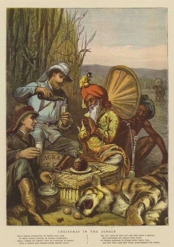 Joulu viidakossa (chromolitho) tekijältä Sydney Prior Hall