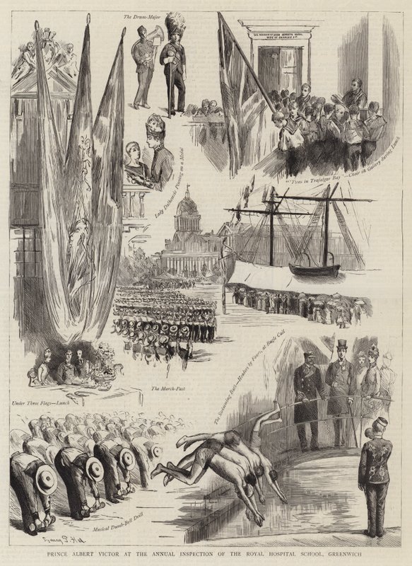 Prinssi Albert Victor Royal Hospital Schoolin vuositarkastuksessa, Greenwichissä tekijältä Sydney Prior Hall