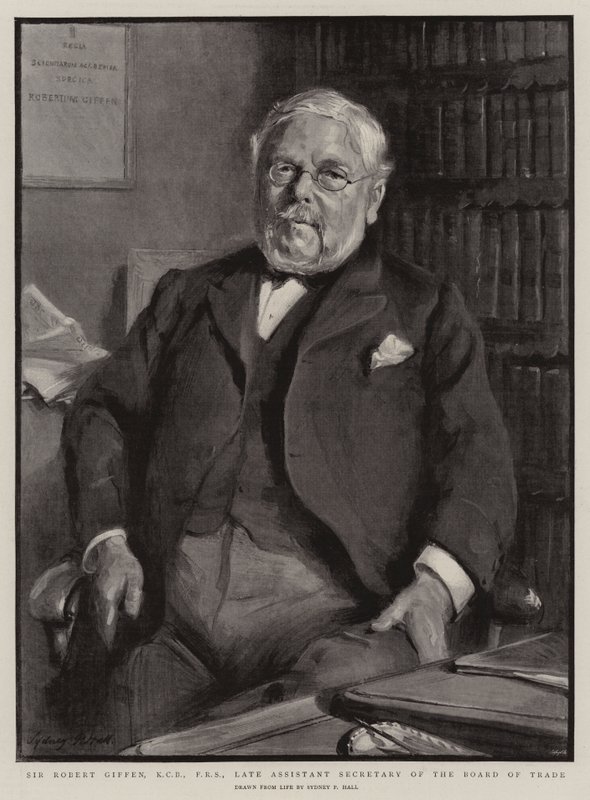 Sir Robert Giffen, KCB, FRS, kauppahallituksen edesmennyt apulaissihteeri tekijältä Sydney Prior Hall