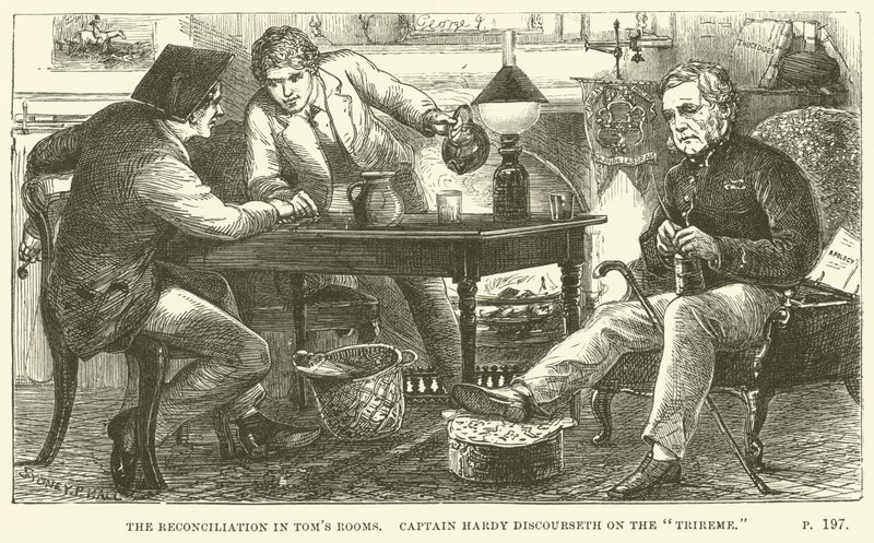 Thomas Hughesin kuvitus Tom Brownille Oxfordissa tekijältä Sydney Prior after Hall