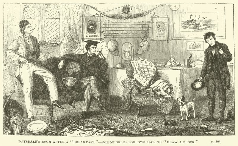 Thomas Hughesin kuvitus elokuvaan Tom Brown Oxfordissa. tekijältä Sydney Prior after Hall