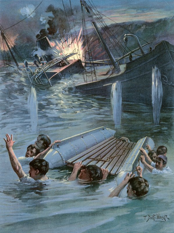 Assistant Naval-konstruktori Hobsonin sankarillinen hyväksikäyttö Collier Merrimacin räjäyttäminen Santiagon sataman sisäänkäynnillä tekijältä T. Dart Walker