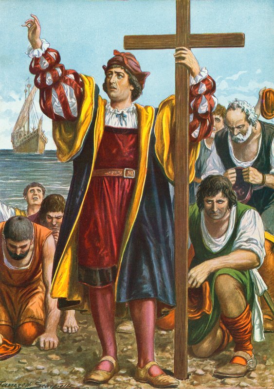 Christopher Columbus saapuu uuteen maailmaan tekijältä Tancredi Scarpelli