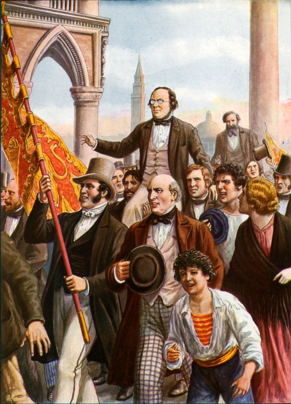 Daniele Manin ja Niccolo Tommaseo vapautettiin vankilasta 18. maaliskuuta 1848 tekijältä Tancredi Scarpelli