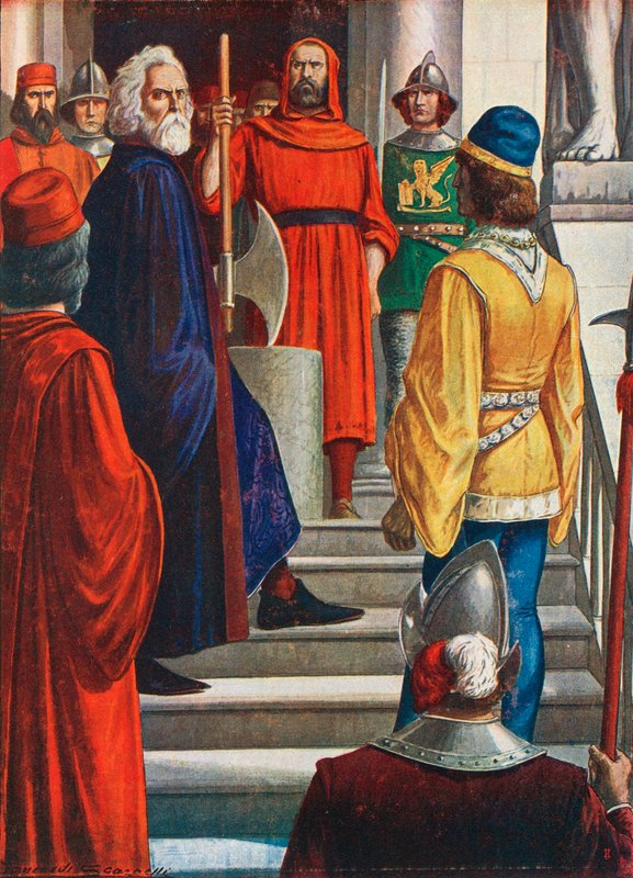 Doge Marin Faliero, joka yritti vallankaappausta vuonna 1355 ja hänet mestattiin tekijältä Tancredi Scarpelli