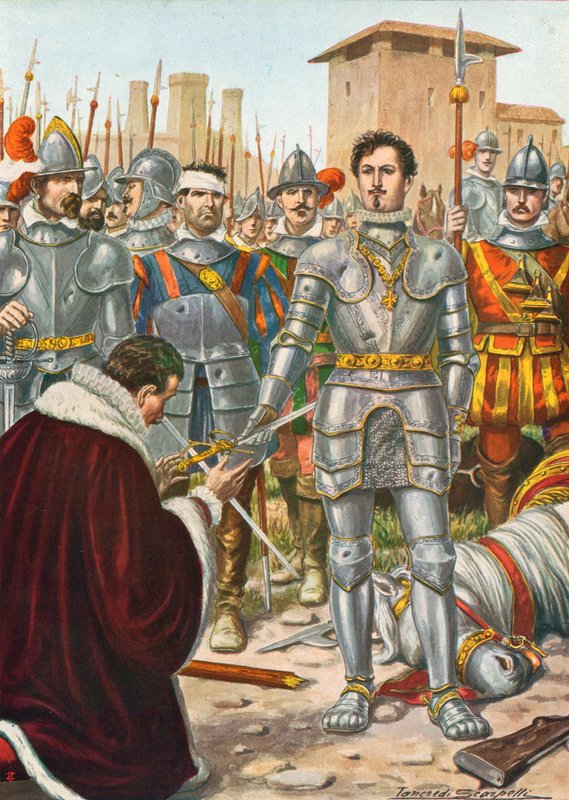 Franciscus I vangittiin Pavian taistelussa vuonna 1525 tekijältä Tancredi Scarpelli
