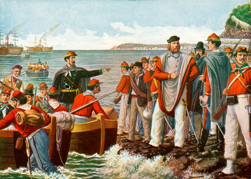 Garibaldi lähdössä Tuhannen tutkimusmatkalle vuonna 1860 tekijältä Tancredi Scarpelli