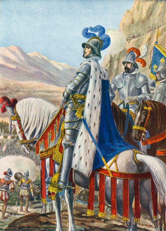 Ranskan kuningas Francis I tutkii Alpeilla 15. elokuuta 1515 tekijältä Tancredi Scarpelli
