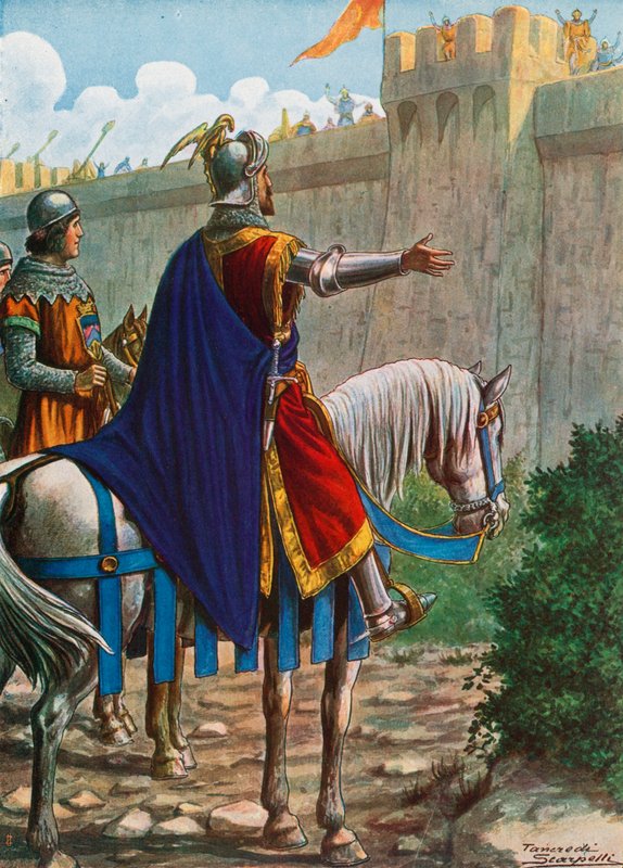 Sisilian kuningas Manfred pyytää saraseenien pääsyä Luceraan (Puglia), 1254 tekijältä Tancredi Scarpelli