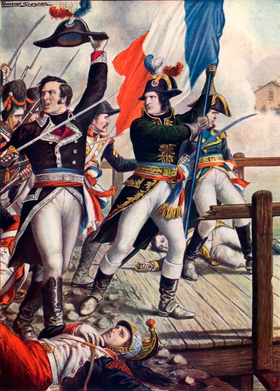 Napoleon Bonaparte Arcolen taistelussa tekijältä Tancredi Scarpelli