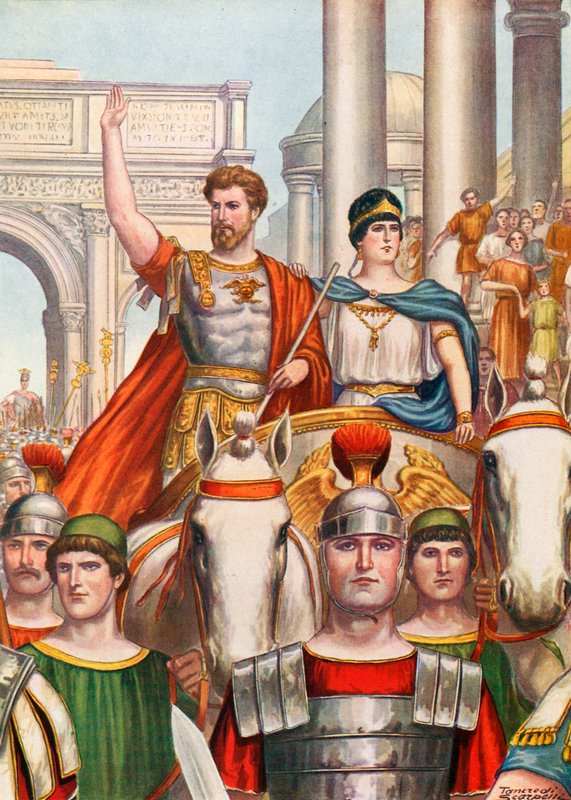 Septimius Severus saapuu Roomaan kauniin vaimon kanssa tekijältä Tancredi Scarpelli