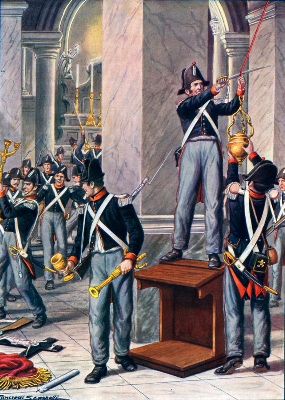 Paavin sotilaiden Cesenan ryöstö, 1832 tekijältä Tancredi Scarpelli