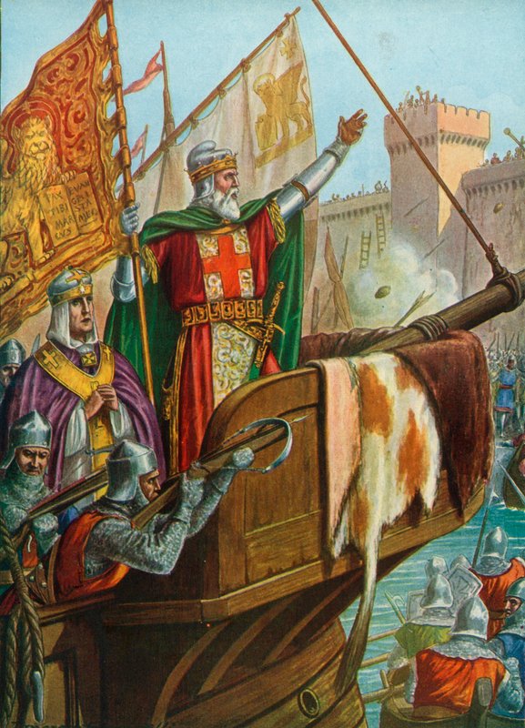 Vanha doge Enrico Dandolo potkutti Konstantinopolin vuonna 1204 tekijältä Tancredi Scarpelli