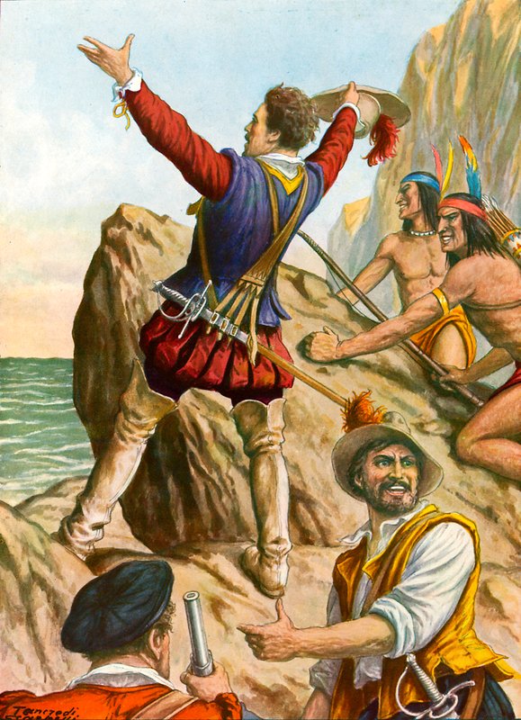 Vasco Nunez di Balboa näkee Tyynen valtameren tekijältä Tancredi Scarpelli