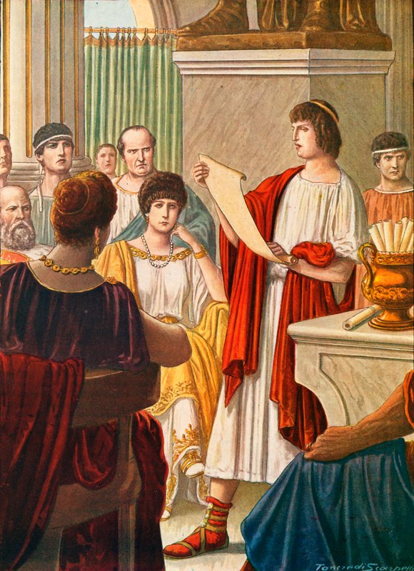 Vergilius lukee runojaan Augustukselle Octavian läsnä ollessa tekijältä Tancredi Scarpelli