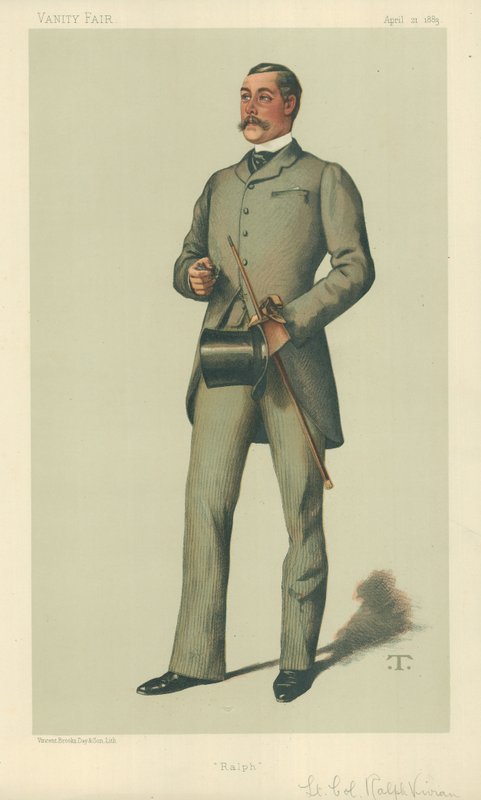 Everstiluutnantti Ralph Vivian, Ralph, 21. huhtikuuta 1883, Vanity Fair -sarjakuva tekijältä Theobald Chartran