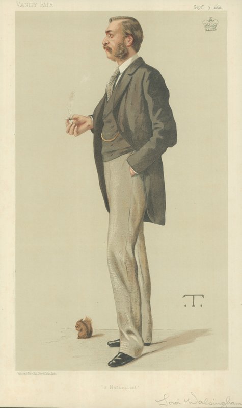 Lord Walsingham, A Naturalist, 9. syyskuuta 1882, Vanity Fair -sarjakuva. tekijältä Theobald Chartran
