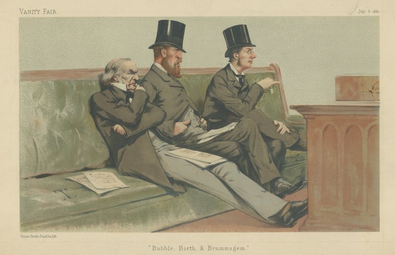 Treasury Bench, Gladstone, Hartington ja Chamberlain tekijältä Theobald Chartran