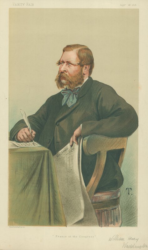 William Henry Waddington, Ranska kongressissa, 28. syyskuuta 1878, Vanity Fair -sarjakuva. tekijältä Theobald Chartran