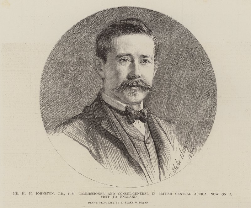 H. H. Johnston, Britannian Keski-Afrikan komissaari ja pääkonsuli, joka on nyt vierailulla Englannissa. tekijältä Theodore Blake Wirgman
