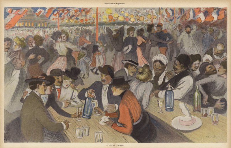 Bastille-päivän juhlat (värilitho) tekijältä Theophile Alexandre (after) Steinlen