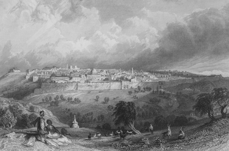 Jerusalem, Öljymäeltä tekijältä Thomas Allom