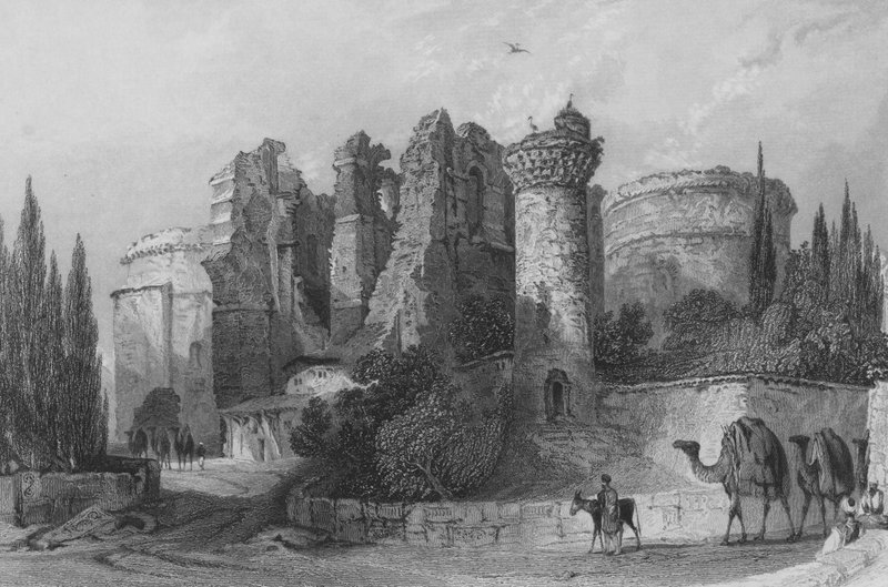 Pyhän Johanneksen kirkon jäännökset, Pergamus, Vähä-Aasia tekijältä Thomas Allom