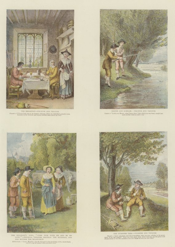 The Complete Angler, kirjoittaneet Izaak Walton ja Charles Cotton (chromolitho) tekijältä Thomas Stothard