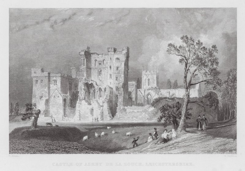 Ashby de la Zouchin linna, Leicestershire (kaiverrus) tekijältä Thomas (after) Allom