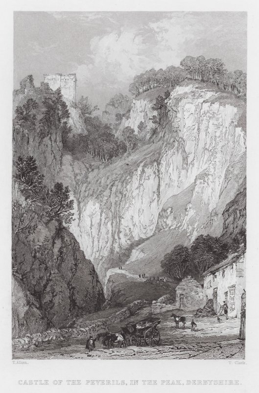 Castle of the Peverils, in the Peak, Derbyshire (kaiverrus) tekijältä Thomas (after) Allom