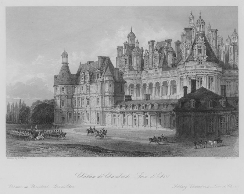 Chateau de Chambord, Loir-et-Cher (kaiverrus) tekijältä Thomas (after) Allom