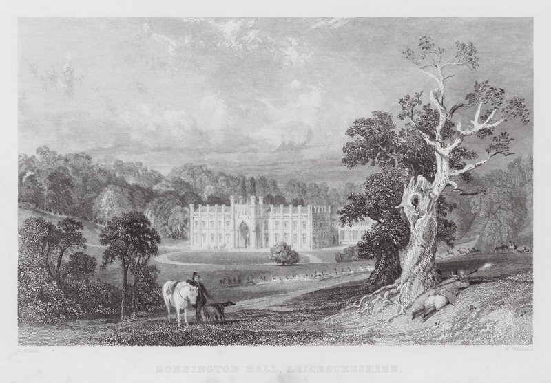 Donnington Hall, Leicestershire (kaiverrus) tekijältä Thomas (after) Allom