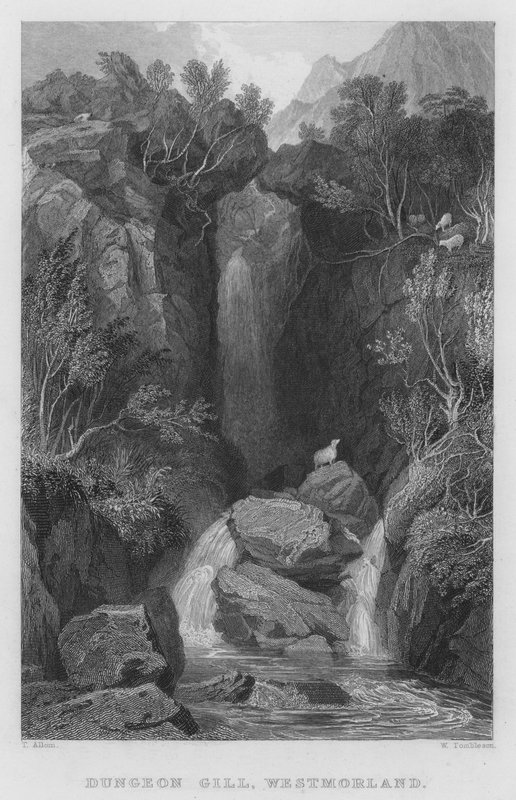 Dungeon Gill, Westmorland (kaiverrus) tekijältä Thomas (after) Allom