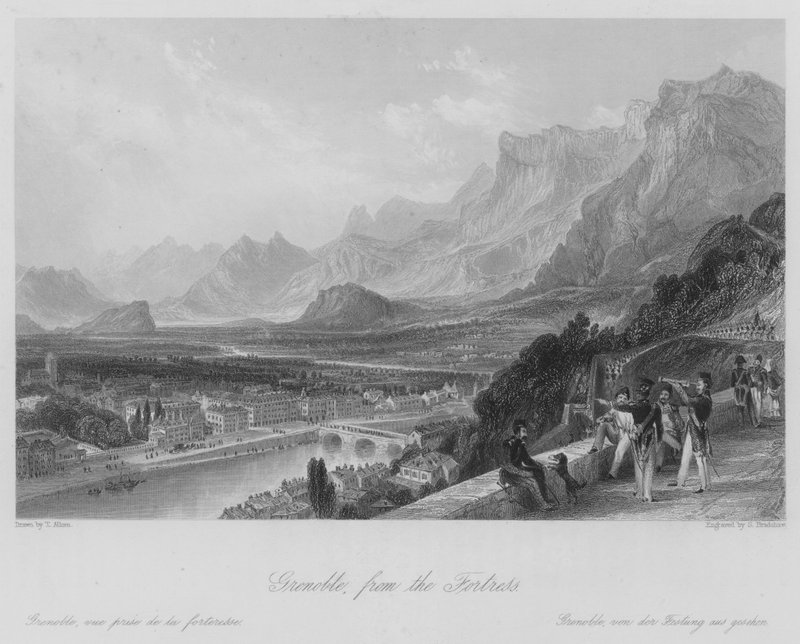 Grenoble, linnoituksesta (kaiverrus) tekijältä Thomas (after) Allom