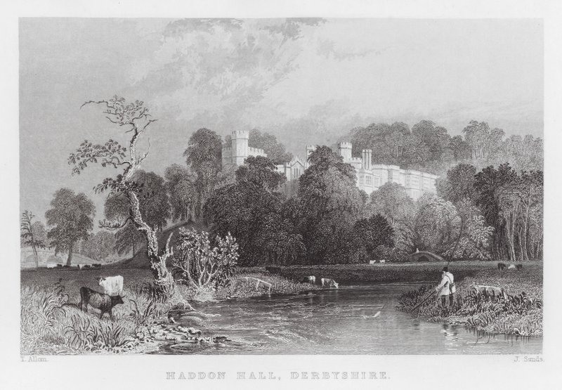 Haddon Hall, Derbyshire (kaiverrus) tekijältä Thomas (after) Allom