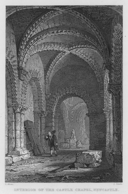 Newcastlen linnakappelin sisustus (kaiverrus) tekijältä Thomas (after) Allom
