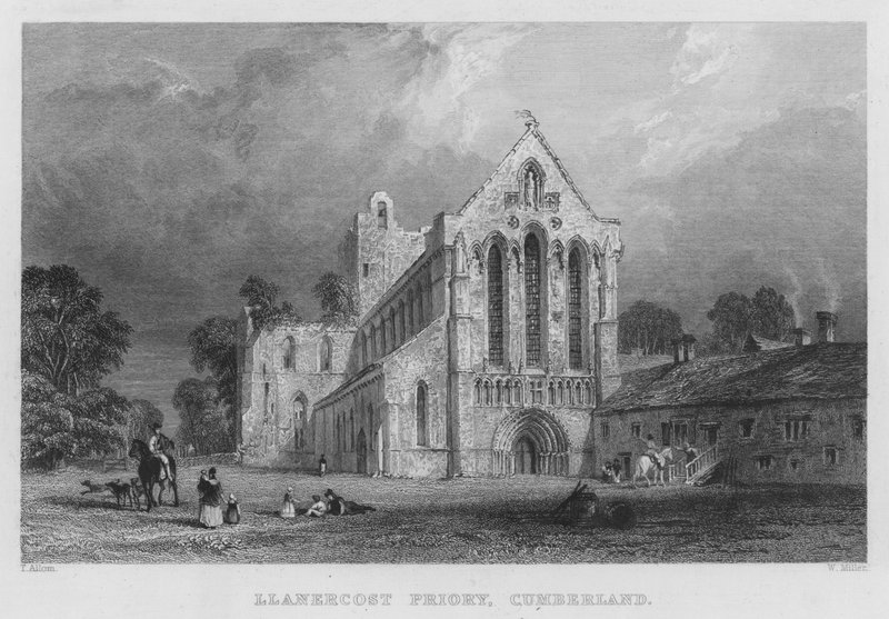 Lanercost Priory, Cumberland (kaiverrus) tekijältä Thomas (after) Allom