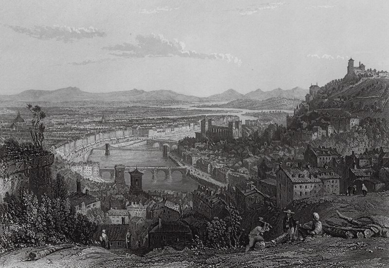 Lyon, La Croix Rousse (kaiverrus) (kaiverrus) tekijältä Thomas (after) Allom