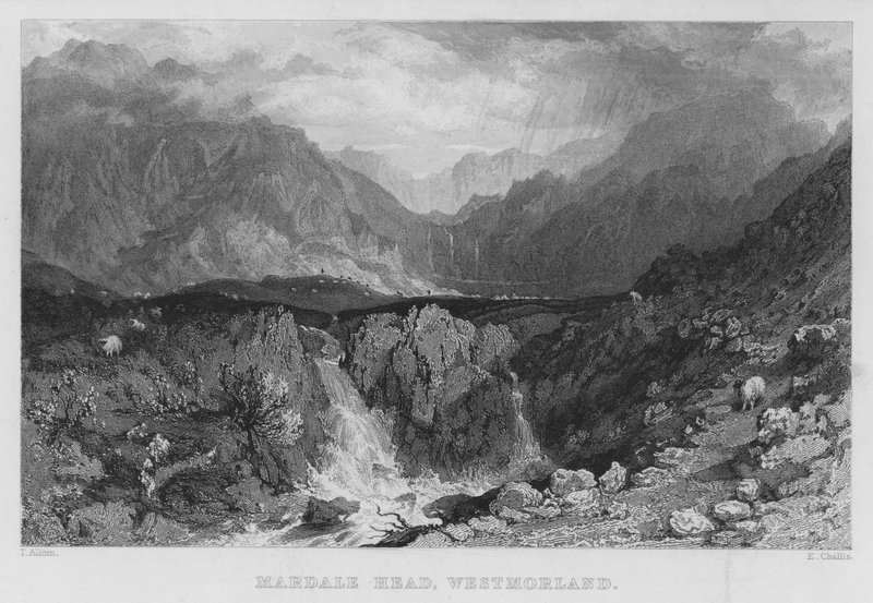Mardale Head, Westmorland (kaiverrus) tekijältä Thomas (after) Allom