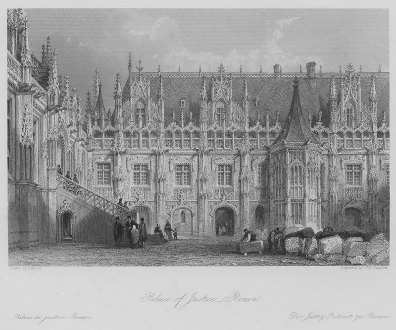 Oikeuspalatsi, Rouen (kaiverrus) tekijältä Thomas (after) Allom