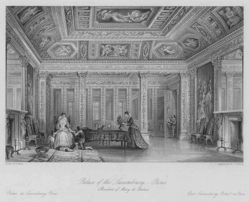 Luxemburgin palatsi, Pariisi, Mary de Mediciksen buduaari (kaiverrus) tekijältä Thomas (after) Allom