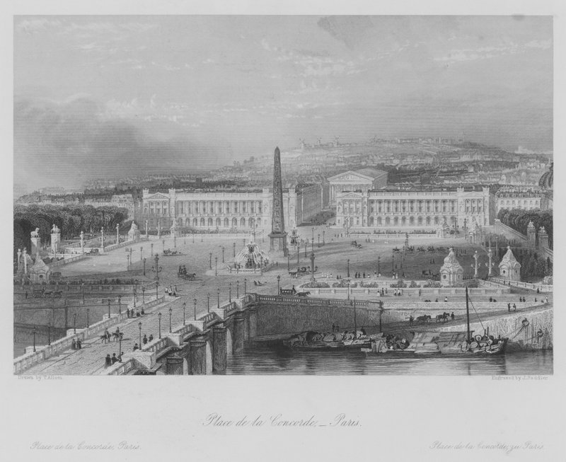 Place de la Concorde, Pariisi (kaiverrus) tekijältä Thomas (after) Allom