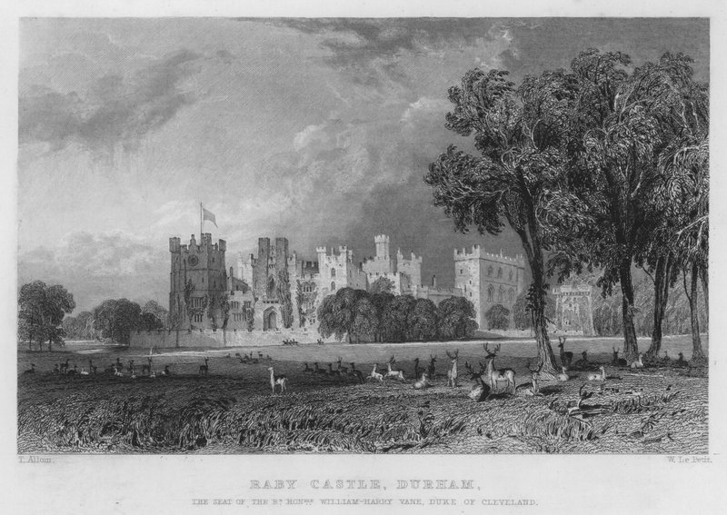 Raby Castle, Durham, William-Harry Vanen, Clevelandin herttuan kotipaikka (kaiverrus) tekijältä Thomas (after) Allom